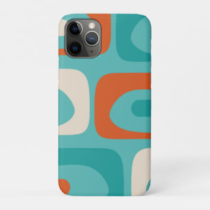 Mid-eeuwse Modern Piquet Pattern Blauwgroen Sinaas iPhone 11 Pro Hoesje
