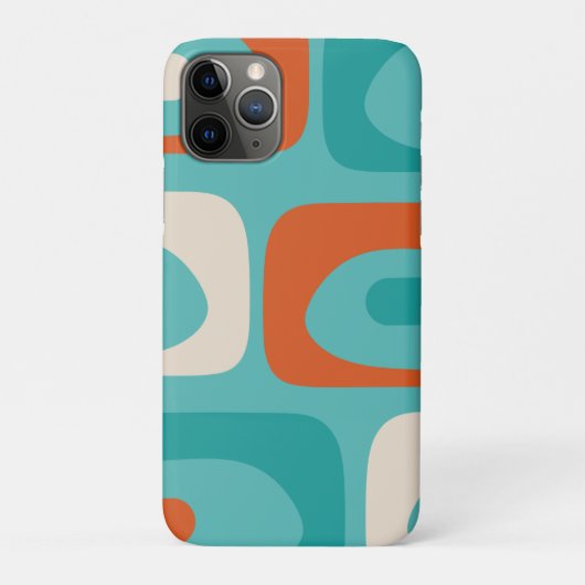 Mid-eeuwse Modern Piquet Pattern Blauwgroen Sinaas Case-Mate iPhone Case (Achterkant)