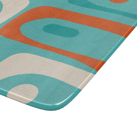 Mid-eeuwse Modern Piquet Pattern Blauwgroen Sinaas Snijplank (Hoek)