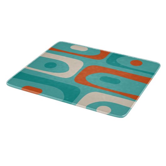 Mid-eeuwse Modern Piquet Pattern Blauwgroen Sinaas Snijplank (Hoek)