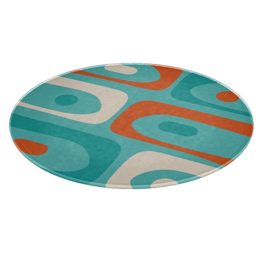 Mid-eeuwse Modern Piquet Pattern Blauwgroen Sinaas Snijplank (Hoek)