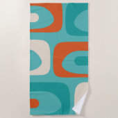 Mid-eeuwse Modern Piquet Pattern Blauwgroen Sinaas Strandlaken (Voorkant)