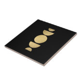 Mid-eeuwse Moderne Abstracte Moon Phases Black Tegeltje (Zijkant)