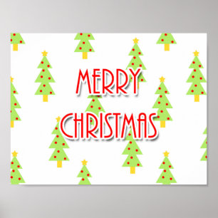 mid - eeuwse moderne kerst - boom retro poster