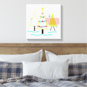 mid - eeuwse moderne kerstboomretro canvas afdruk (Insitu (Slaapkamer))