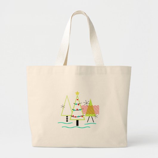 mid - eeuwse moderne kerstboomretro grote tote bag (Voorkant)