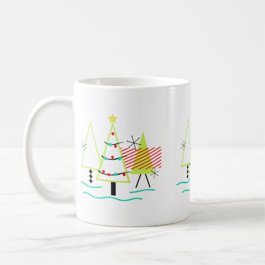 mid - eeuwse moderne kerstboomretro koffiemok (Links)