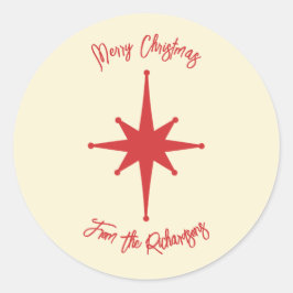 Mid-eeuwse Moderne Retro Xmas Star Personalized Ronde Sticker