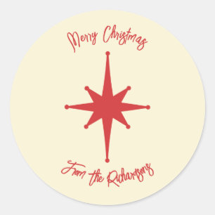 Mid-eeuwse Moderne Retro Xmas Star Personalized Ronde Sticker