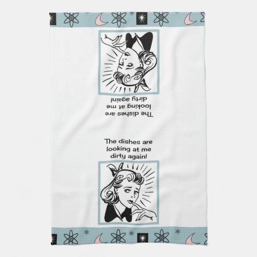 Mid-eeuwse retro-keukenhanddoek theedoek (Verticaal)