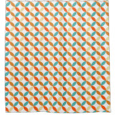 Mid-eeuwse Turquoise Oranje Cream Circles Pattern Douchegordijn (Voorkant)