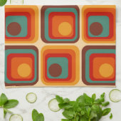 Mid Mod 70s Retro  stijl geometrisch ontwerp Theedoek (Gevouwen)