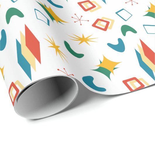 Mid Mod Atomic Mid-Century Moderne Vormen Retro Cadeaupapier (Rol Hoek)