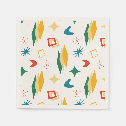 Mid Mod Atomic Mid-Century Moderne Vormen Retro Servet (Voorkant)