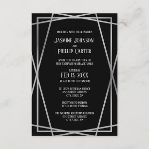 Mid Mod B&G Design- 3x5 Wedding/Ontvangst uitnodig Kaart