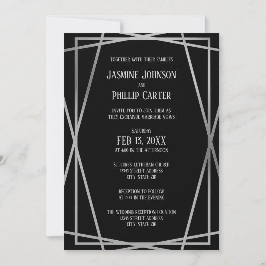 Mid Mod B&G Design- Wedding/Reception Uitnodiging (Voorkant)