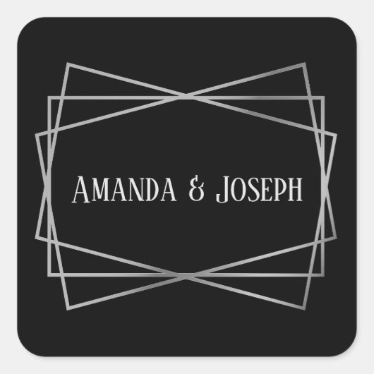 Mid Mod Black & Grey Design - Square Sticker (Voorkant)