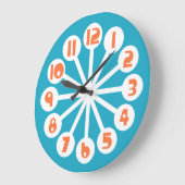 Mid Mod Blauw en Sinaasappel Grote Klok (Hoek)