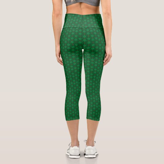 Mid Mod Garland Green High Waising Capri Leggings (Verso)
