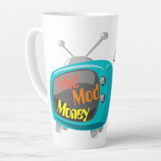Mid Mod Geld Retro TV Latte Mok (Linkerhoek)