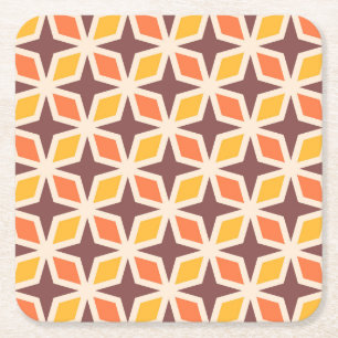 Mid Mod geometrisch sterpatroon Vierkante Kartonnen Onderzetter