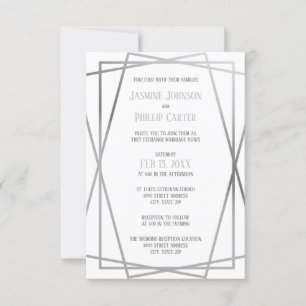 Mid Mod Grey Design - 3x5 Huwelijk/Receptie Uitnod Kaart