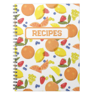 Mid Mod Grungy Risograph Fruit Recipe Notitieboek