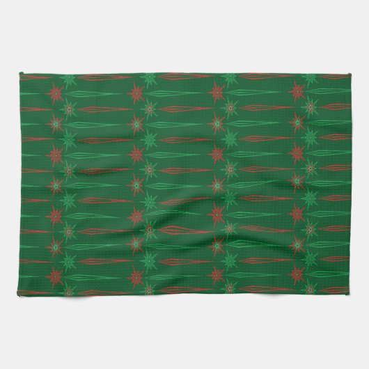 Mid Mod Icicles Green Kitchen Serviette (Horizontal)