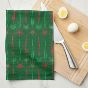 Mid Mod Icicles Groene Keukenhanddoek