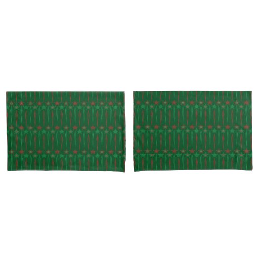Mid Mod Icicles Groene Standaard Kussenslopen (Voorkant-Set)