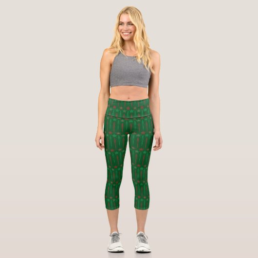 Mid Mod Icicles Vert Haut-ceinture Capri Leggings (Recto)