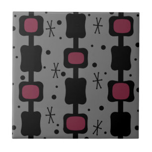 Mid Mod Kolomvaten Maroon Retro Tegeltje