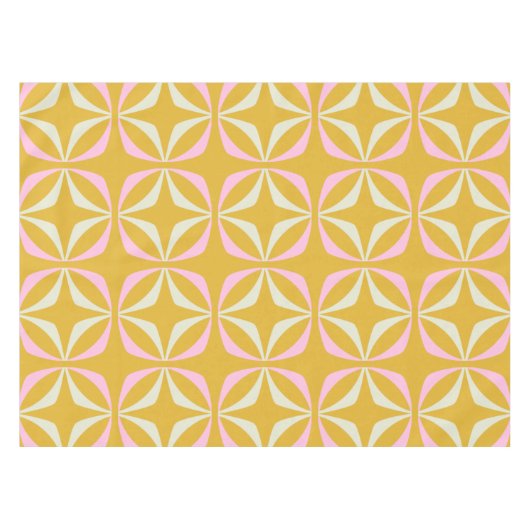 Mid Mod Mustard Geel Roze Geometrisch Tafelkleed (Voorkant (Horizontaal))