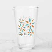Mid Mod Turquoise Blue And Orange Abstract Flowers Glas (Achterkant)