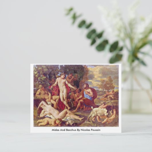 Midas en Bacchus door Nicolas Poussin Briefkaart (Staand voorkant)