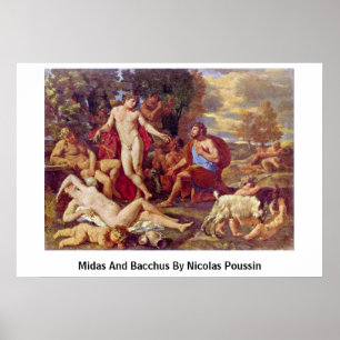 Midas en Bacchus door Nicolas Poussin Poster