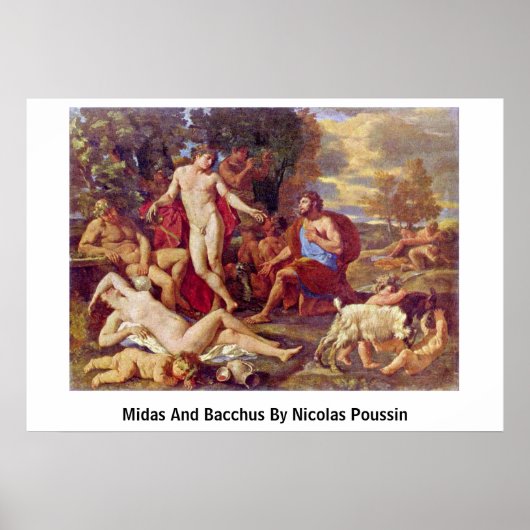 Midas en Bacchus door Nicolas Poussin Poster (Voorkant)