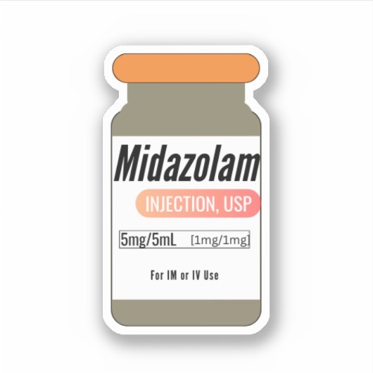 Midazolam Versed Medicine Injectieflacon Sticker (Voorkant)
