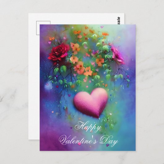 Midbloemen en valentijn briefkaart (Voorkant / Achterkant)