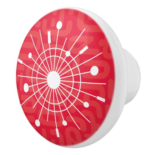 Midcentury Atomic Snowflake Starburst Sputnik MCM Keramische Knop (Rechts)