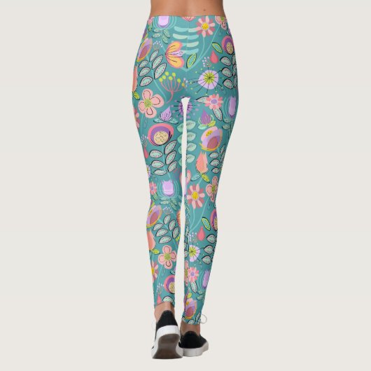 Midcentury Floral Green Leggings (Achterkant)