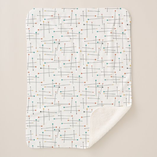 Midcentury Lines Stippen Atomic Age Pattern Sherpa Deken (Voorkant)
