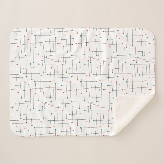 Midcentury Lines Stippen Atomic Age Pattern Sherpa Deken (Voorkant (horizontaal))