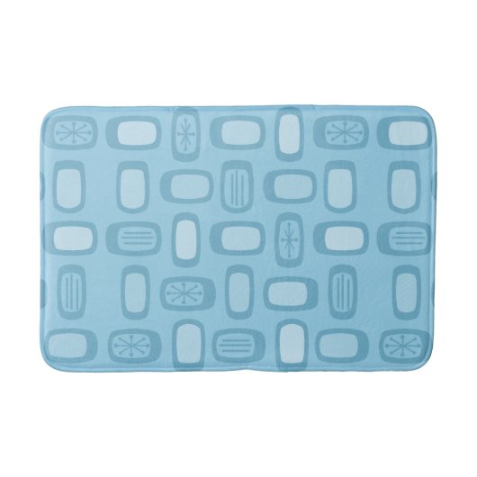 Midcentury MCM Rounded Rectangles Baby Blue Badmat (Voorkant)