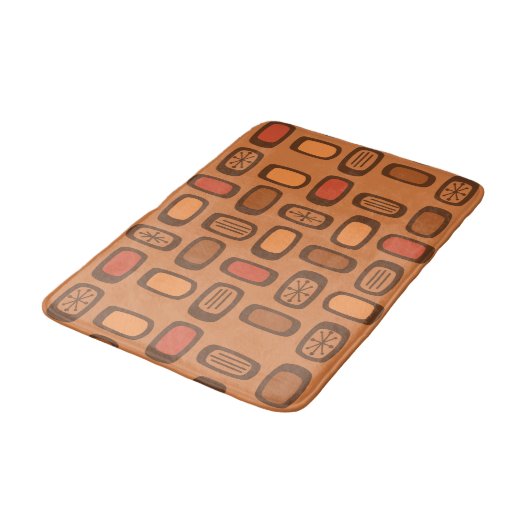 Midcentury MCM Rounded Rectangles Burnt Orange Badmat (Gekanteld)