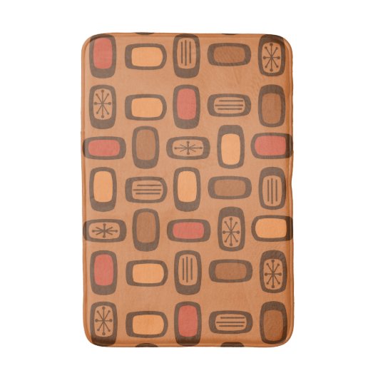 Midcentury MCM Rounded Rectangles Burnt Orange Badmat (Voorkant Verticaal)
