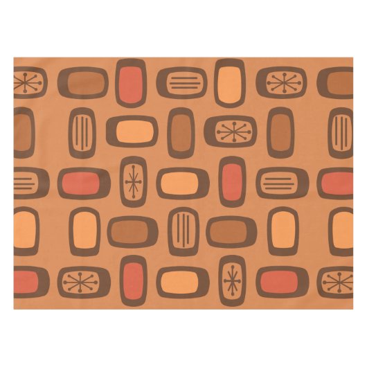 Midcentury MCM Rounded Rectangles Burnt Orange Tafelkleed (Voorkant (Horizontaal))