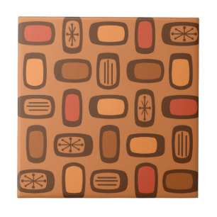 Midcentury MCM Rounded Rectangles Burnt Orange Tegeltje