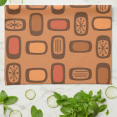 Midcentury MCM Rounded Rectangles Burnt Orange Theedoek (Gevouwen)