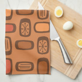 Midcentury MCM Rounded Rectangles Burnt Orange Theedoek (Quarter Fold)